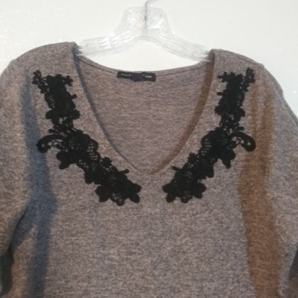 Adrienne Vittadini women's size L light pink and black marbled sweater - Picture 2 of 15